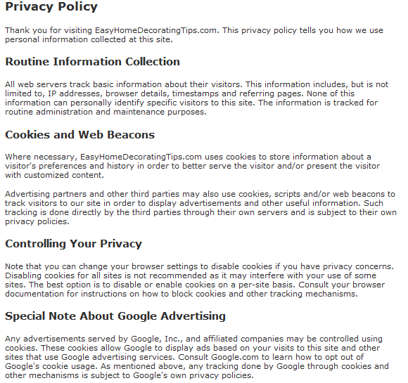 privacy policy